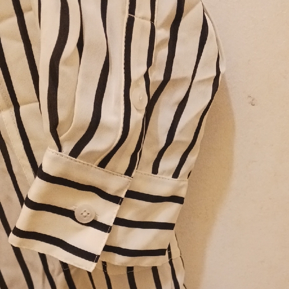 KULE Black and White Striped Shirt Dress - Picture 5 of 7